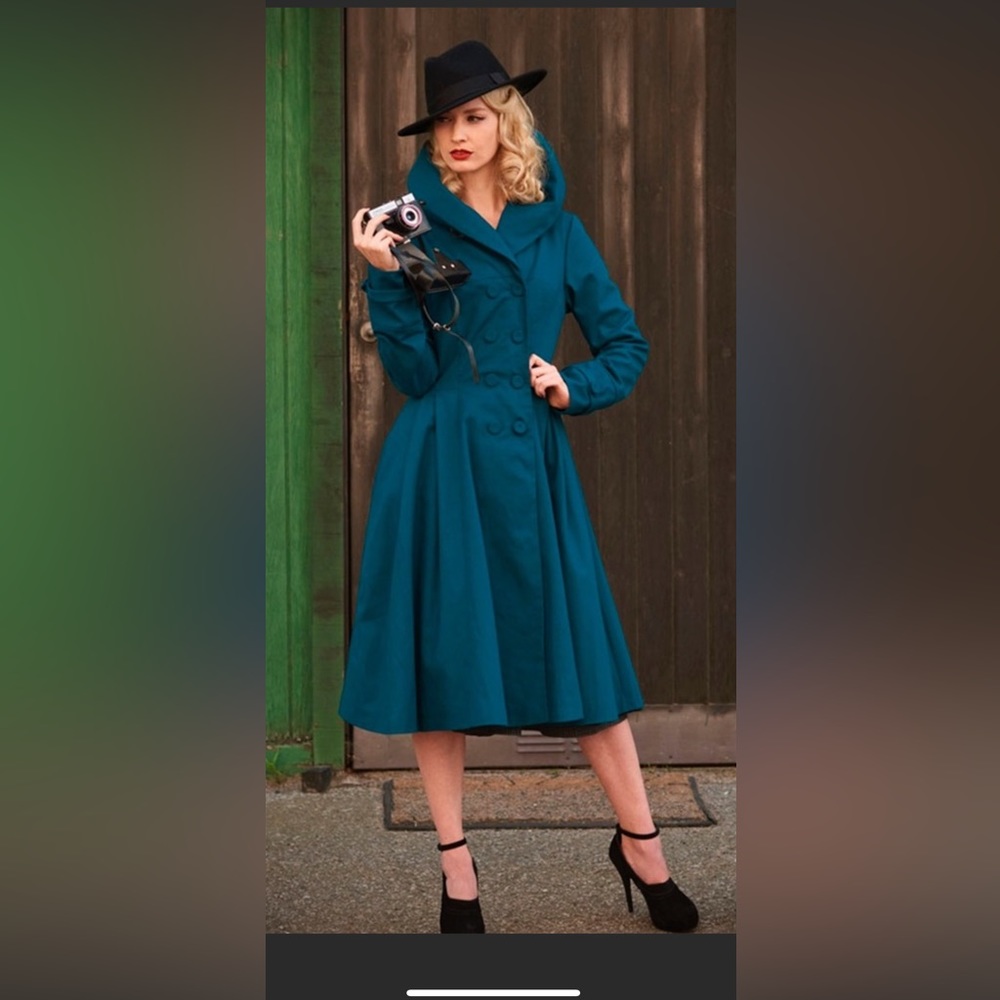 Miss Candyfloss teal trench coat